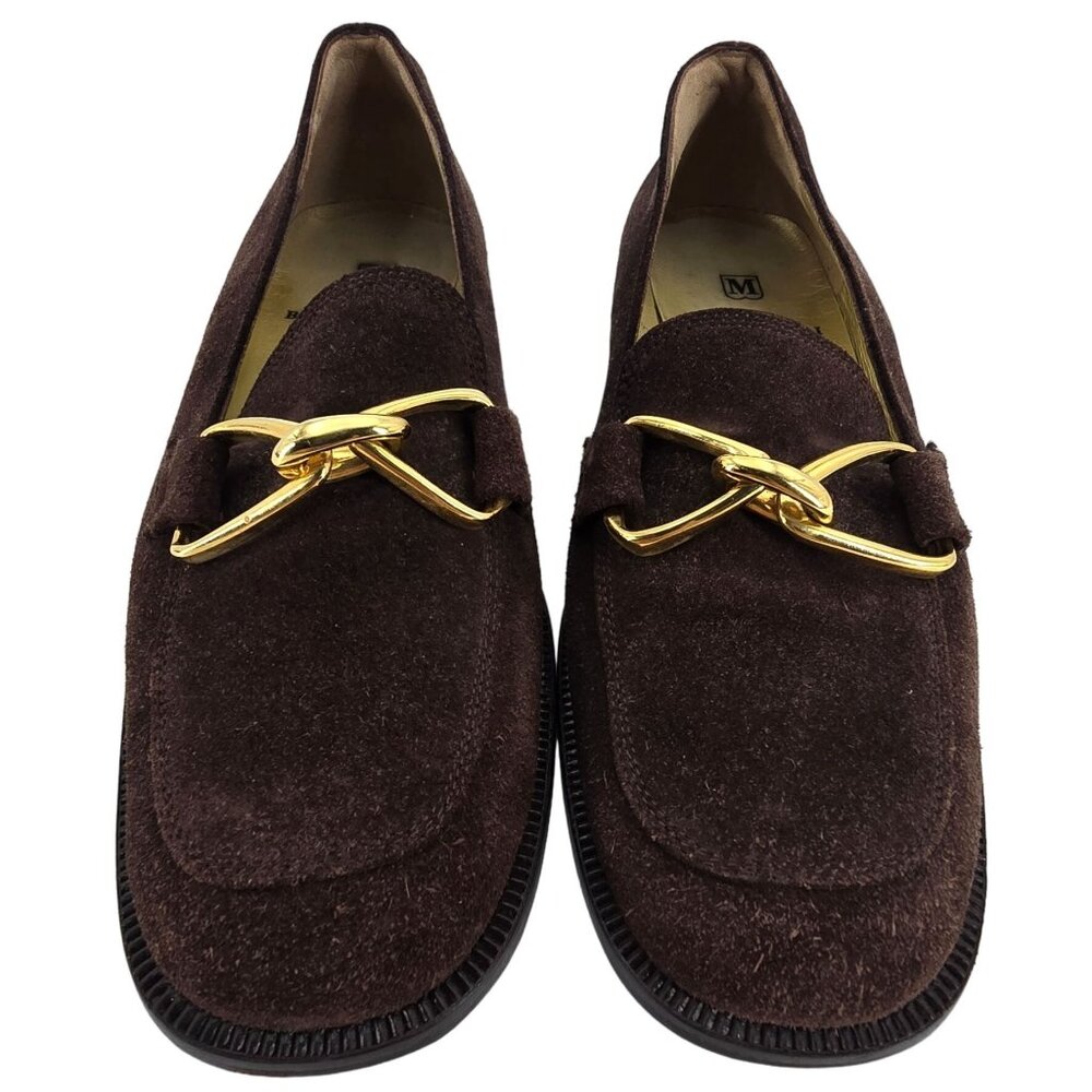 Bruno Magli Italy Womens 6.5AA Brown Suede Leather Dress Shoes Horsebit Loafers - Picture 11 of 12